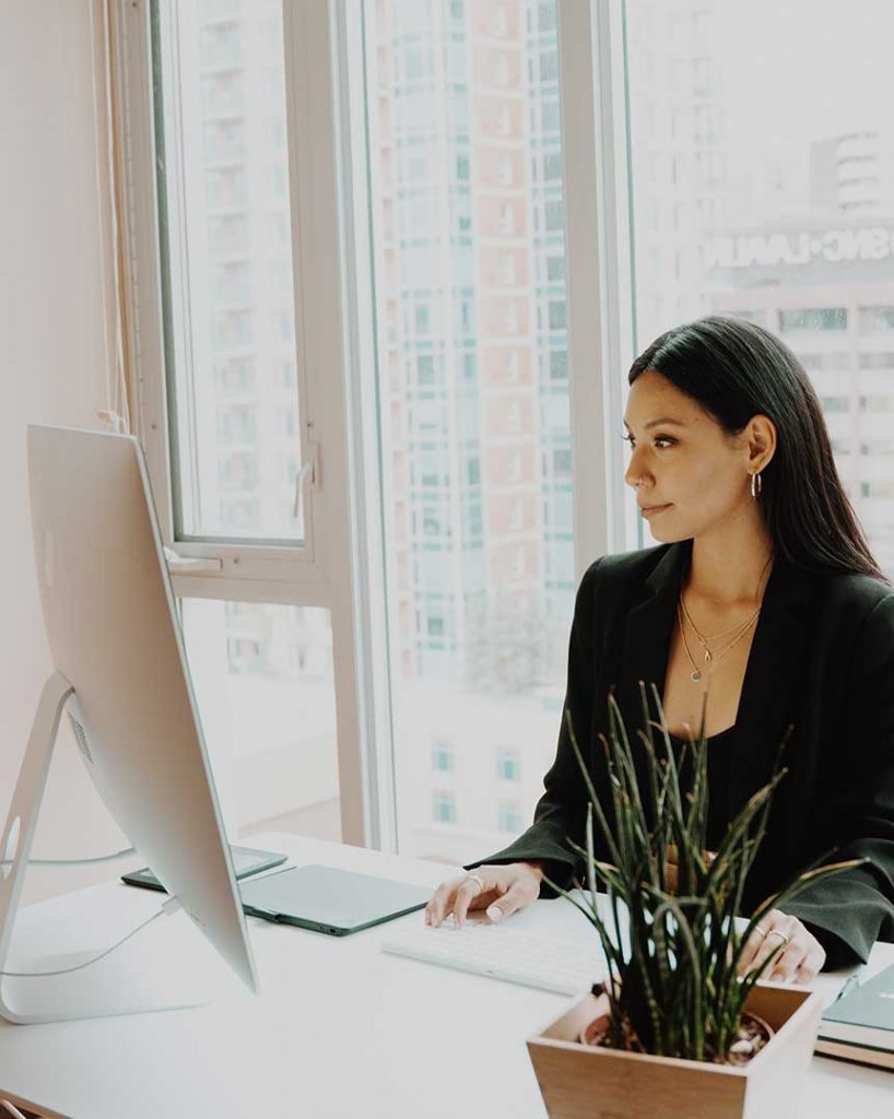 A woman at her desk